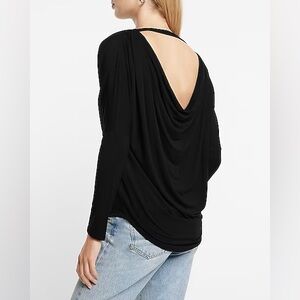 EXPRESS Long Sleeve Cowl Draped Back London Tee NWT